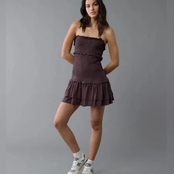 American Eagle Smocked Ruffle Mini Dress W2308 Sz M - Picture 2 of 10